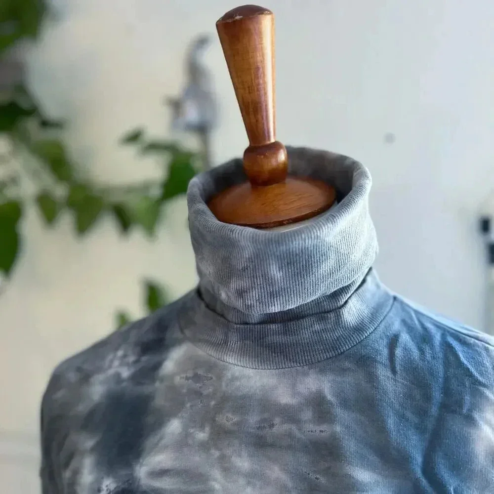 Young Fabulous & Broke Olive Green Boho Tie Dye Turtleneck Sweater Dress S Beach